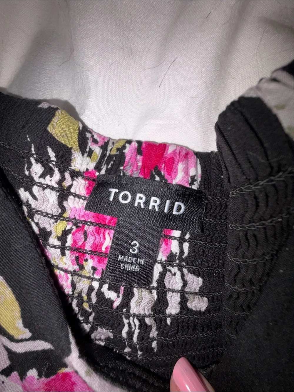Torrid Black Floral V Neck midi dress  with Pink Accents size 3